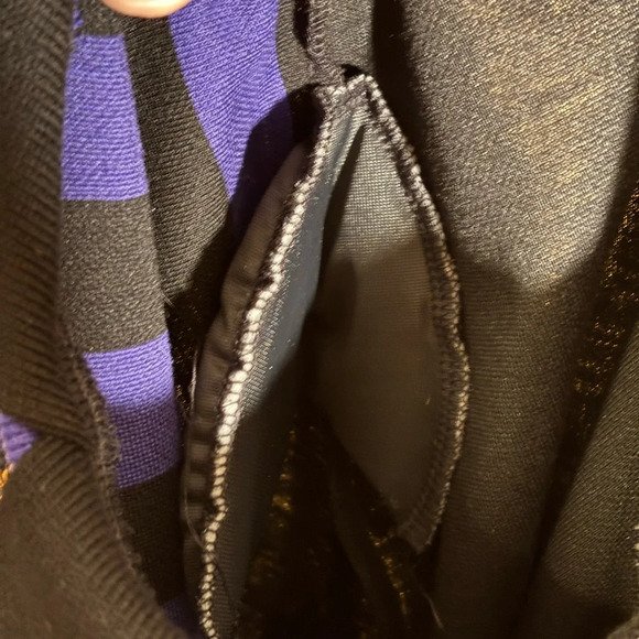 Vintage 90s Colorful Striped Crewneck Sweater with Solid Black Collar - Picture 5 of 8